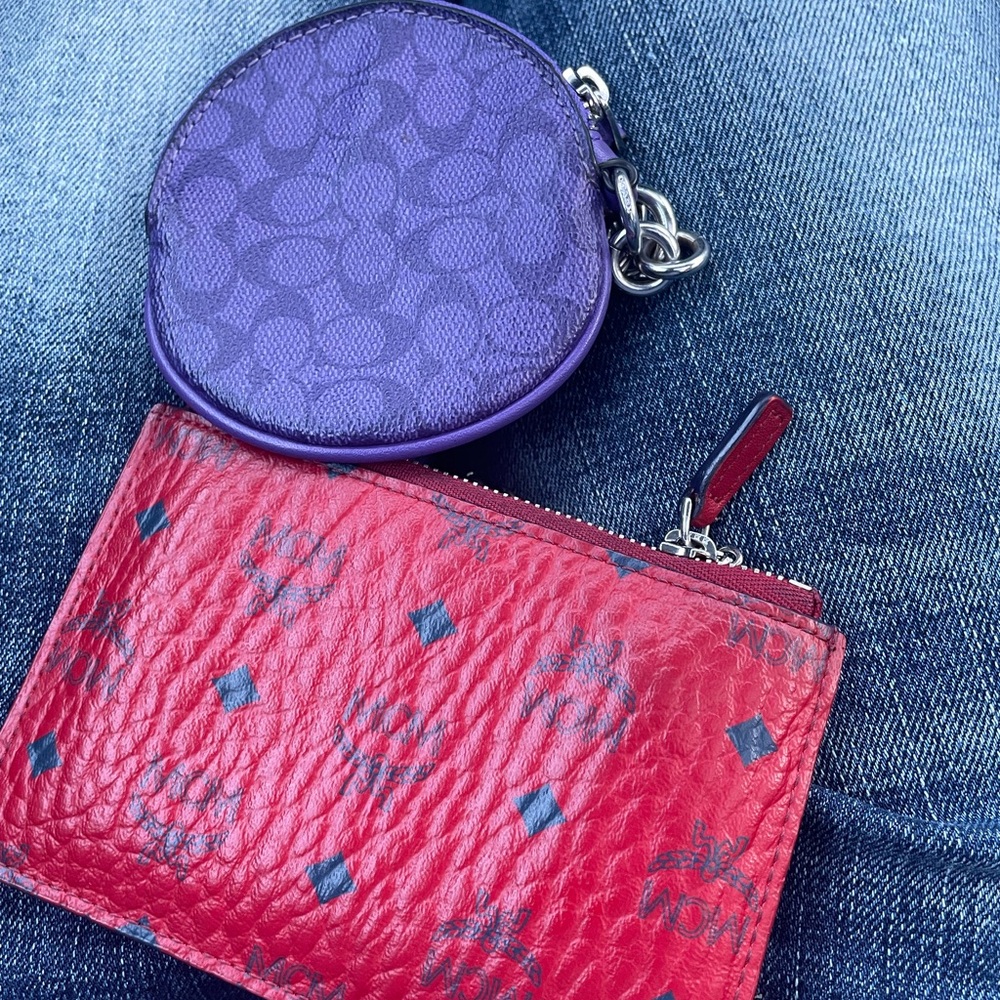 Coach/MCM Red and Purple Wallet Set